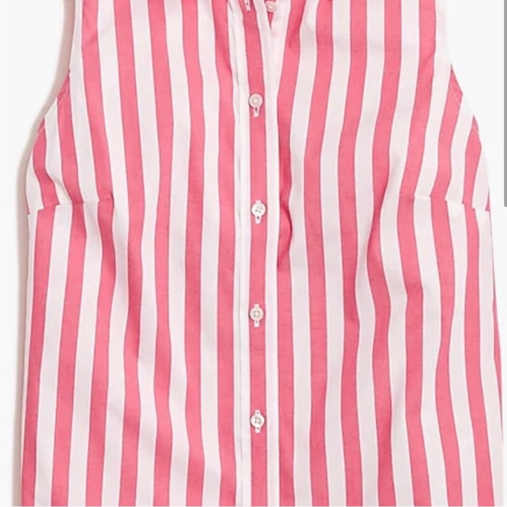 NWT J. Crew Pink and White Sleeveless Button Down Shirt - Picture 4 of 6